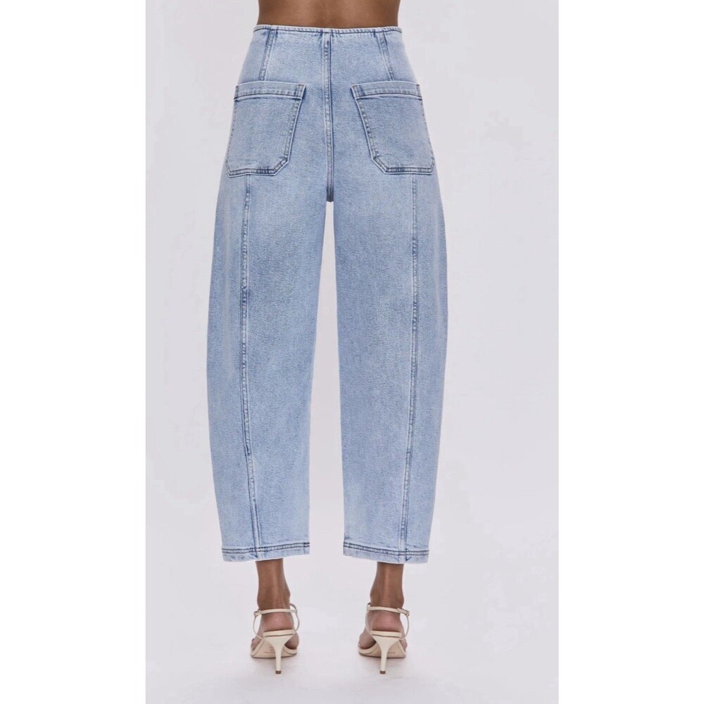 Pistola Blair High Waist Crop Barrel Jeans Size 26 Pristine Light Wash Denim - Picture 2 of 11